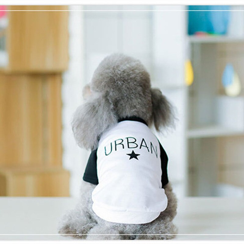 Letter Dog Clothes Shirt Simple Pet Clothing Small Dogs Cute Spring Summer Star Print Chihuahua Boy Girl Ropa Para Perro: black / XL