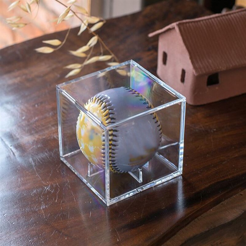 Baseball display case cube box holder clear acrylic - golf tennis ball transparent case acryl baseball box uv protection dust