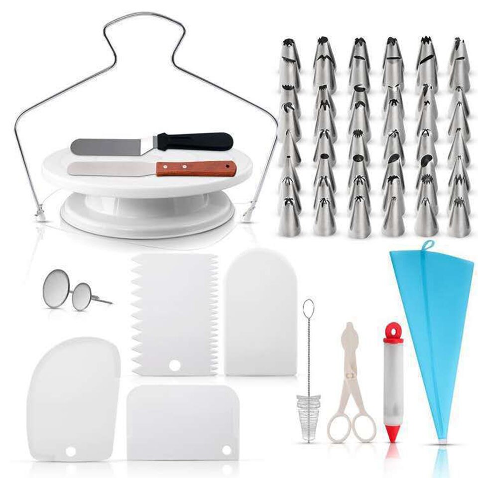 73Pcs Cake Decorating Kit Supplies Baking Tools with Cake Turntable Tips Icing Spatula Smoother Leveler Coupler Frosting
