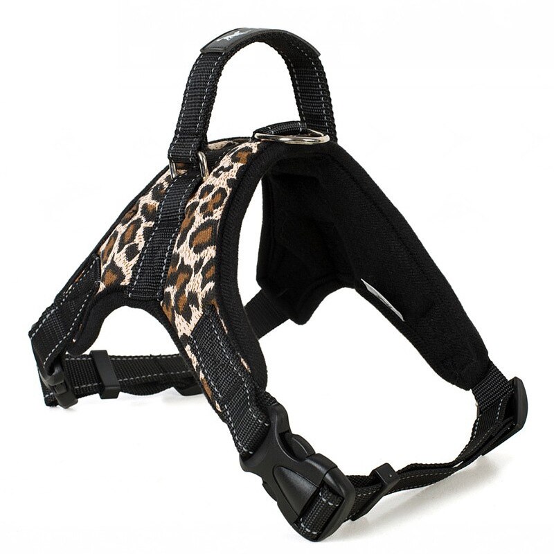 Sillín de leopardo para mascotas, arnés ajustable con Cuello acolchado, Extra grande para perros grandes, medianos y pequeños, suministros para Perros Bulldog,