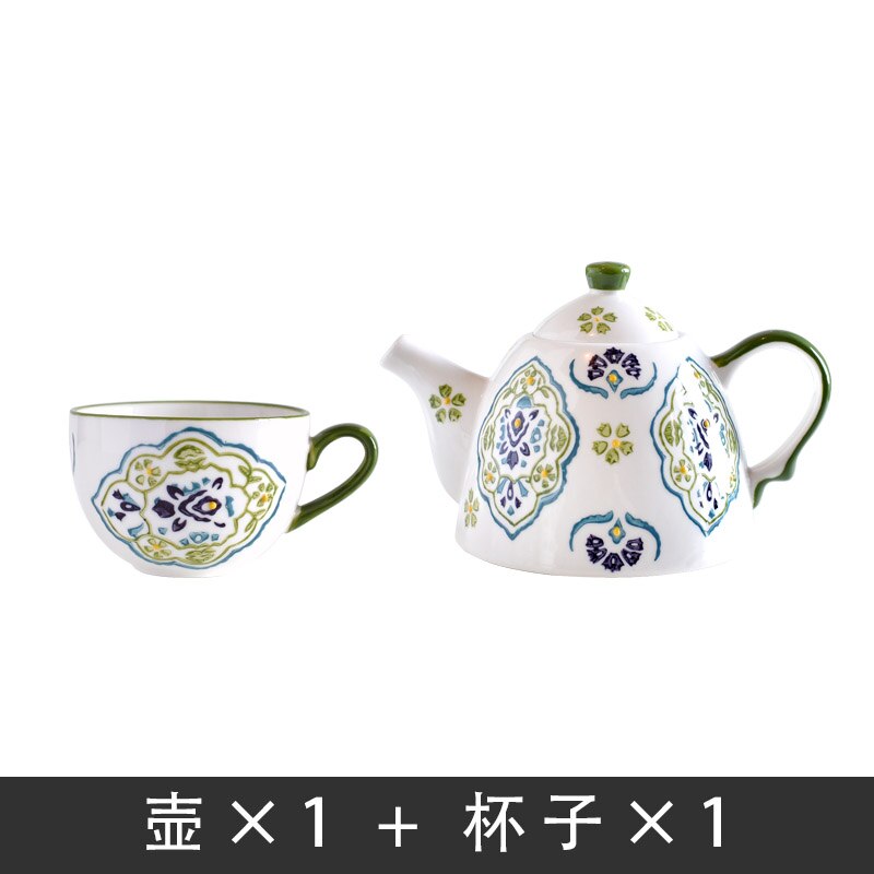 Hand-painted Japanese-style small fresh flower tea tea set fruit tea set afternoon tea retro literary tea cup teapot: D