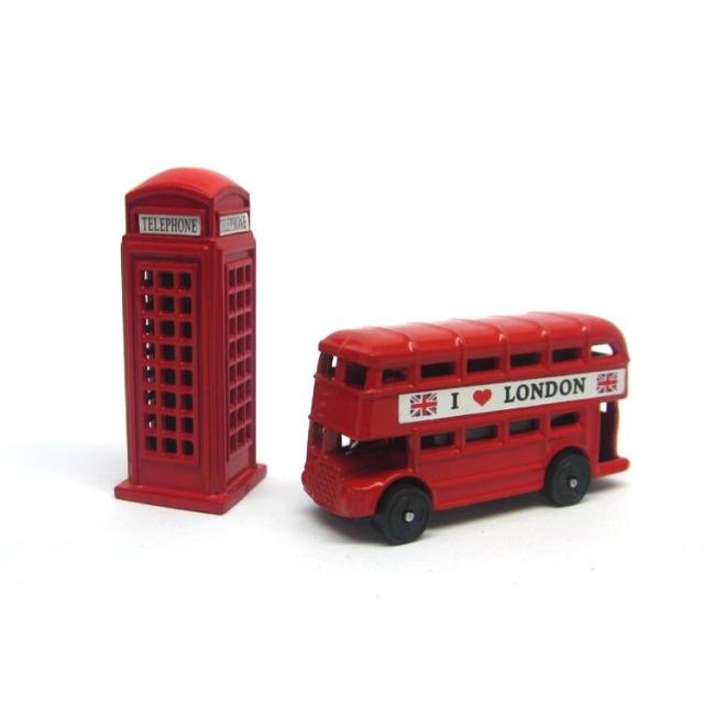 Fuld 3d london dobbeltdækker bus og telefon køleskab magnet magnet køleskab magnet rejse souvenir tilbehør til boligindretning: Bus og telefon