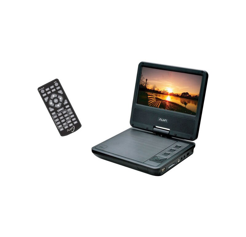 DVD Portátil 7&quot; Aura DV16 USB, SD, Funda Cabezal, Cargador red más coche