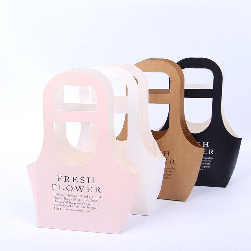 1PC Blume Kasten Kraft Papier Pakcling Faltbare DIY Liefert Tote Tasche Multifunktions