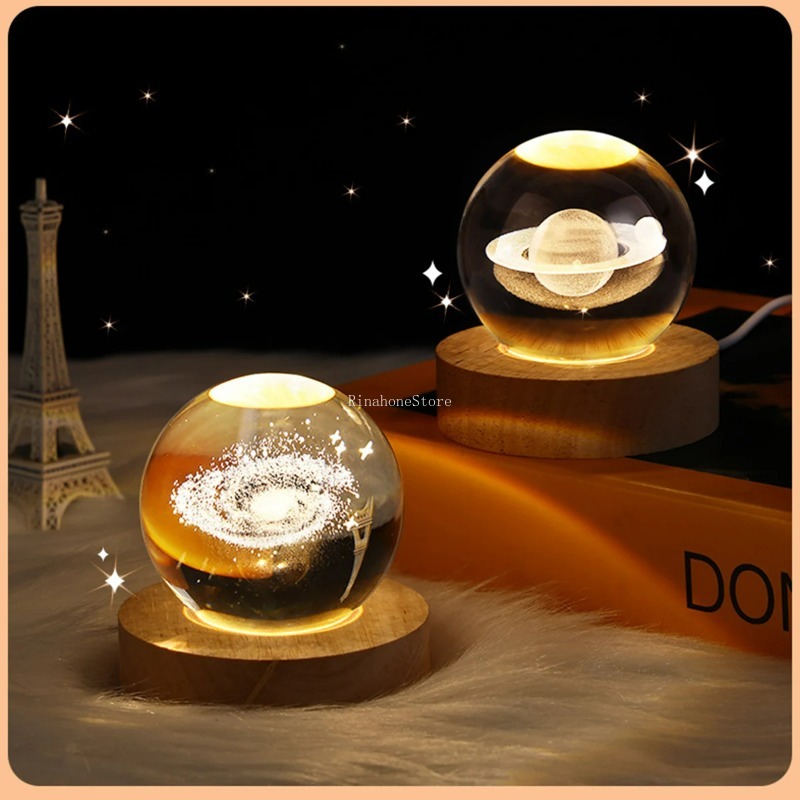 3d kristalllampor lampa glödande planetarisk galax nattlampa kristallkula nattlampor sänglampa heminredning jul