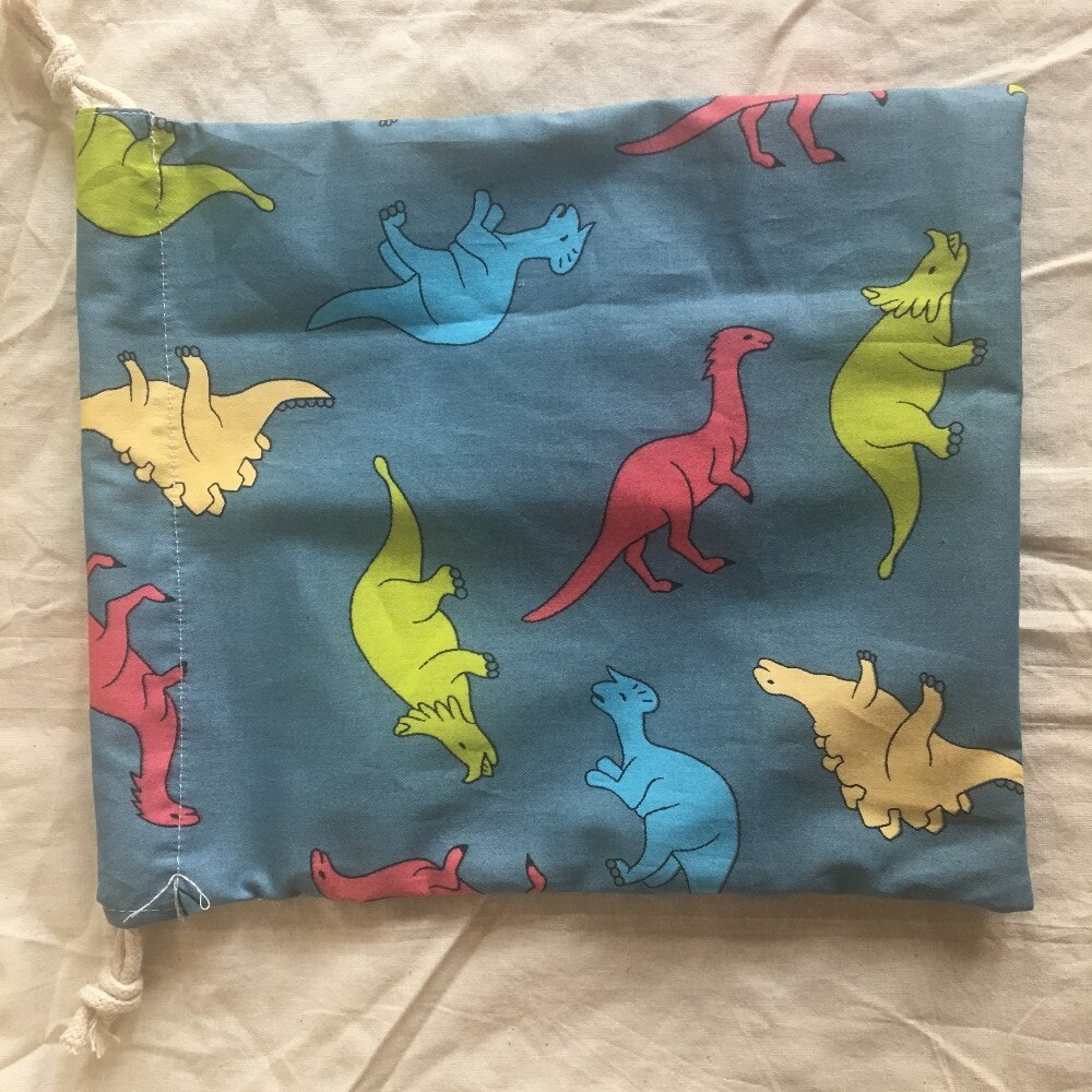 Katoen Trekkoord Eco Georganiseerd Pouch Party Bag Print Kleur Dinosaurus YL311a