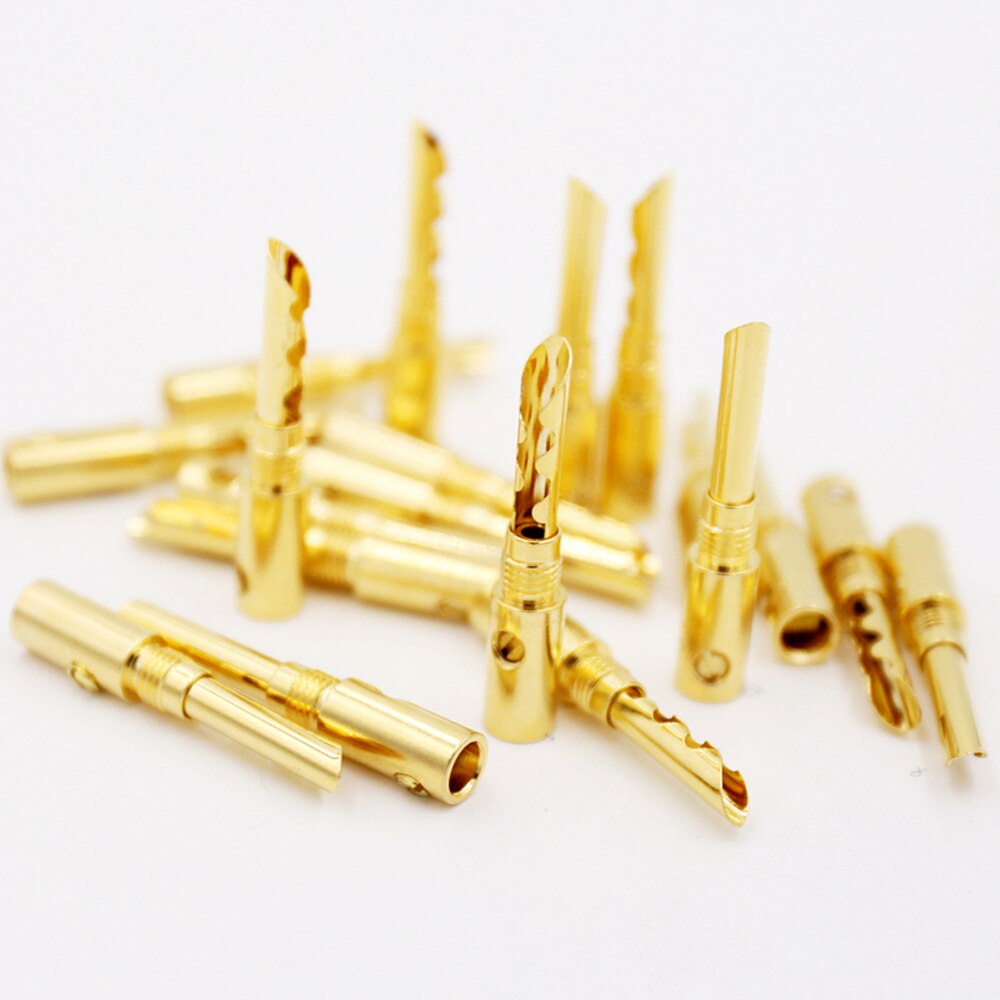 12 Uds BA1418 24K cobre chapado en oro BFA 4mm conector Banana macho de altavoz