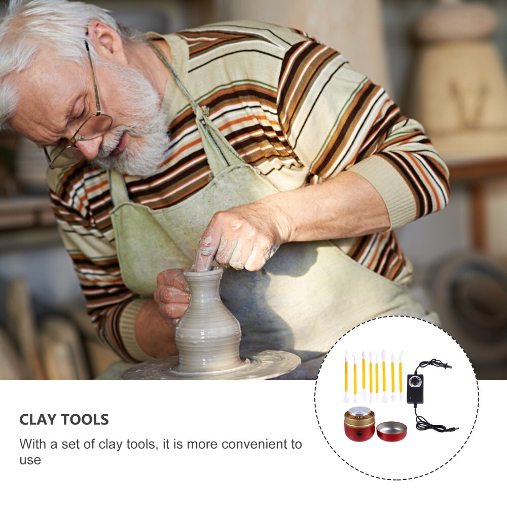 1 Set Pottery Wheel Direction Adjustable Pottery Machine with Tool US Plug