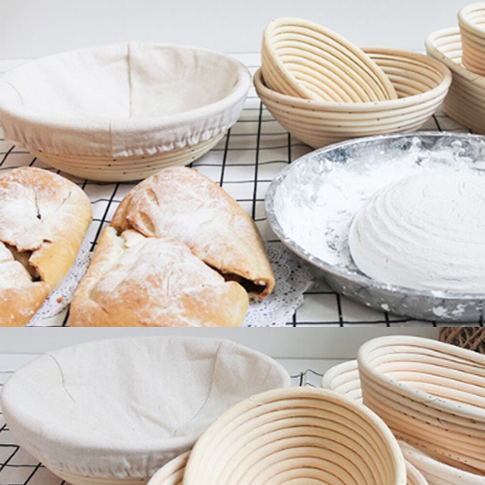 Round Rattan Bread Banneton Proofing Basket Making Tools Bread Fermentation Basket Cloth Cover Scraper Cutter Bakeware Set $