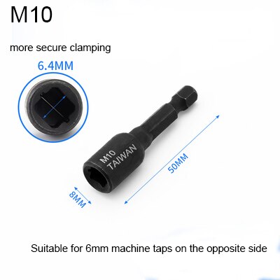 M4-M16 Tap Die Socket Adapter 1/4'' Hex Shank Square Driver Thread Tap Adapter Screw Tapping Chuck for Machine Tap Power Drill: M10