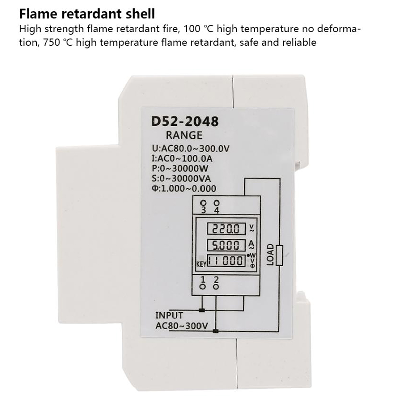 Digital Energy Meter Din Rail LED Active Power Factor Multi-Functional Power Met Power Meter