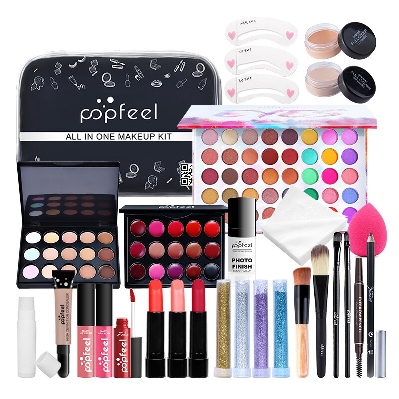 27PCS Cosmetics Kit ALL IN ONE Full Makeup Set Makeup Artist Portable Cosmetic Bag Make Up Box Suit