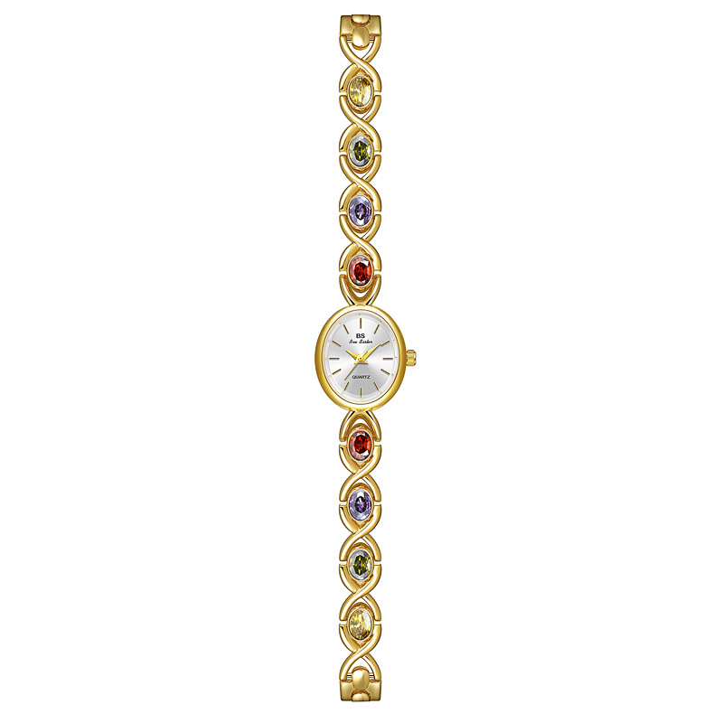 UTHAI Uhr Für Frauen Licht Luxus retro Oval Regenbogen Armbinde uhren Wasserdichte Damen Quarzuhr Armbanduhren: Elfenbein