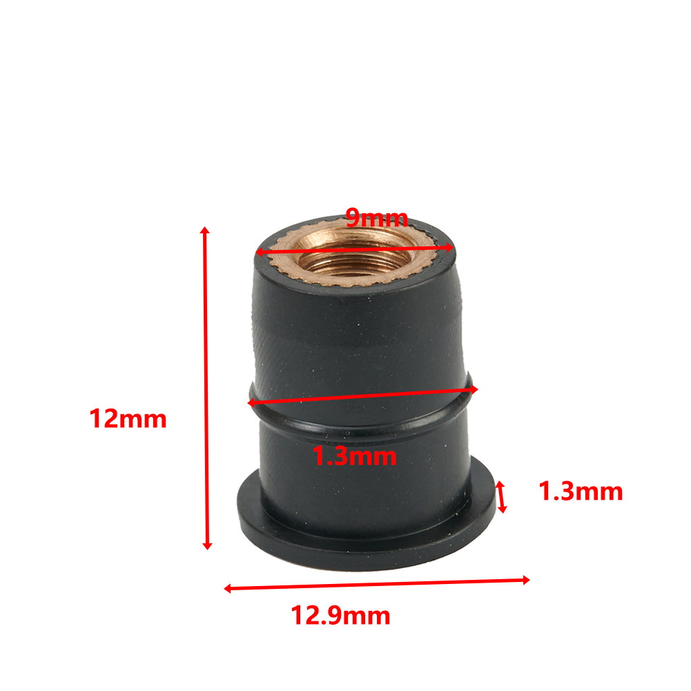 10Stck Universal- Gummi Muttern 6mm M6 Neopren Muttern Dämpfer Tafel Befestigung Motorrad Windschutzscheibe Gummi Niet murmeln mit Zubehör