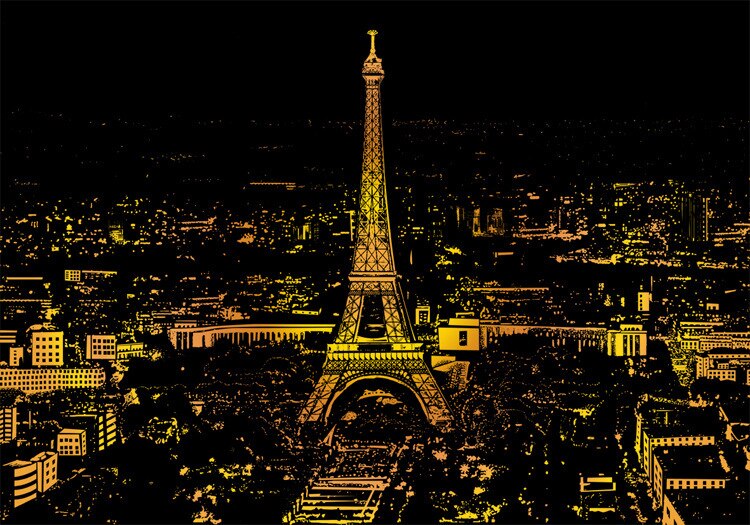 DIY Scraping Painting 40.5x28.5 CM World Famous City Building Night View Magic Art Scratch Paper Children Drawing Toy Decoration: Paris View