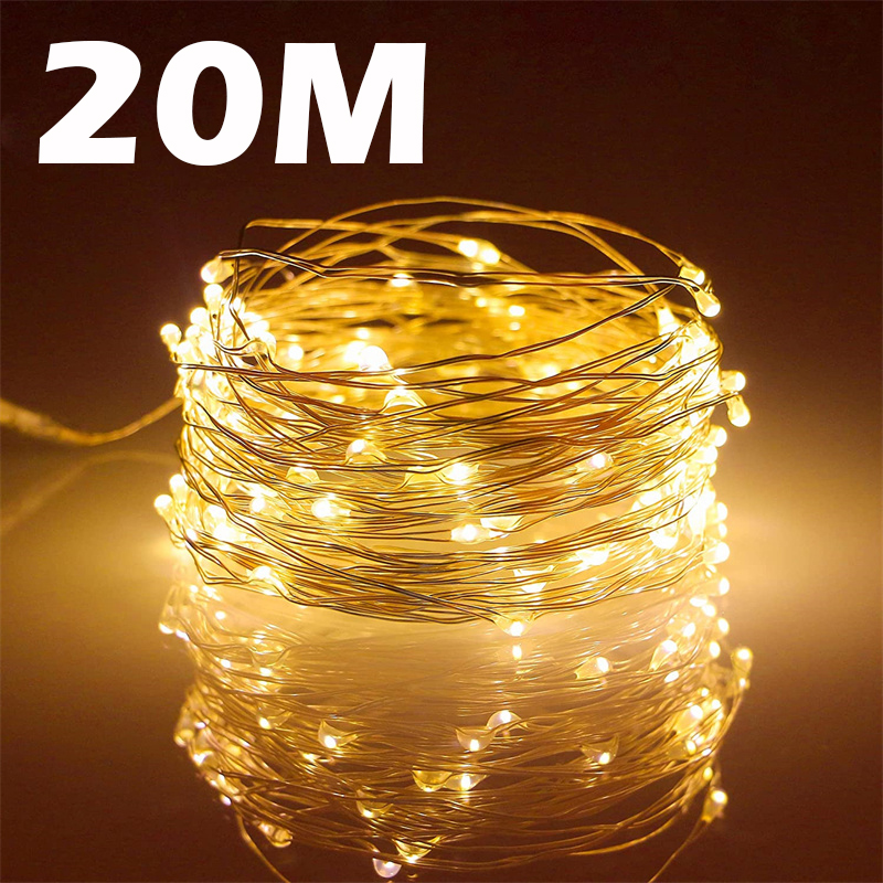 USB LED Lichterketten Kupferdraht Schnur 20m 200led Outdoor Lampe Girlande für Weihnachts baum Hochzeits feier Dekoration