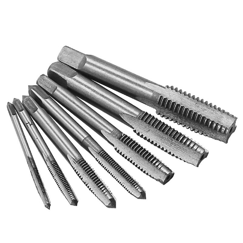 Metric Hand Tap Set HSS Machine Screw Tap Drill Bit Hand Tapping Tools Screw Thread Plug Tap Drill 7 Pcs
