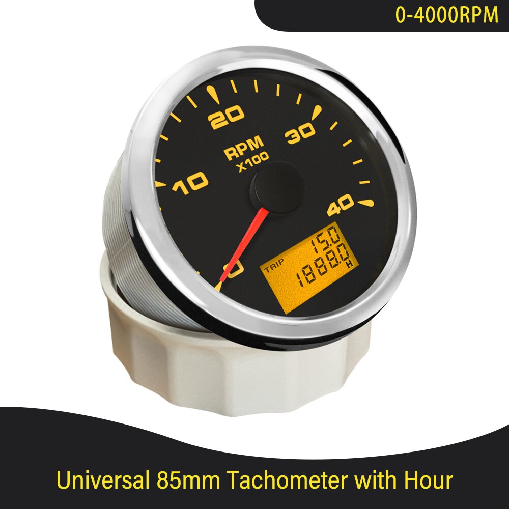 Universal 3K 4K 6K 8K Tachometer Gauges 85mm Lcd Rev Counters With Trip Hour Meter Speed Ratio for Auto Truck Boat Backlight