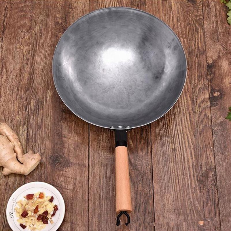 wok tradizionale ferro fatto a mano wok padella antiaderente pentola a gas antiaderente pentole 36CM funziona di alta qualità ferro cinese