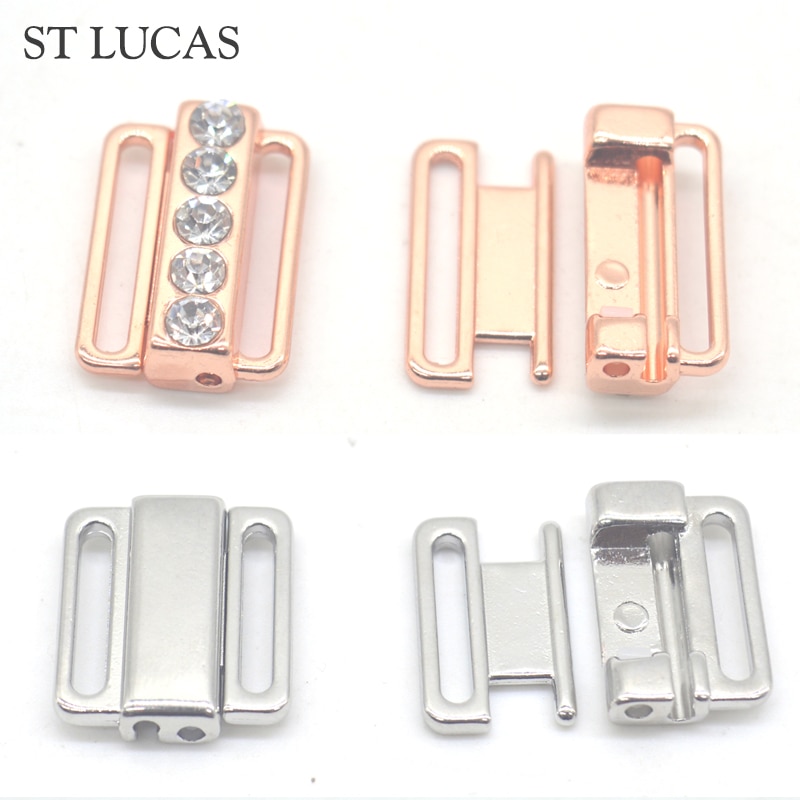 2 teile/los silber Gold Rechteck Band Verschluss Haken &Ampere; Schließe Strass bh schnalle Taille Verlängerung NäHenne Auf Kleidung Bh Clip haken