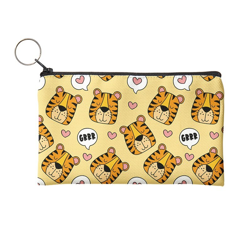 Jahr der tiger Geldbörse Frauen Mini Leinwand Karte Halter Kleine Brieftasche Tägliche Lagerung Tasche Kawaii Stift Tasche Für kinder Mädchen: Style6