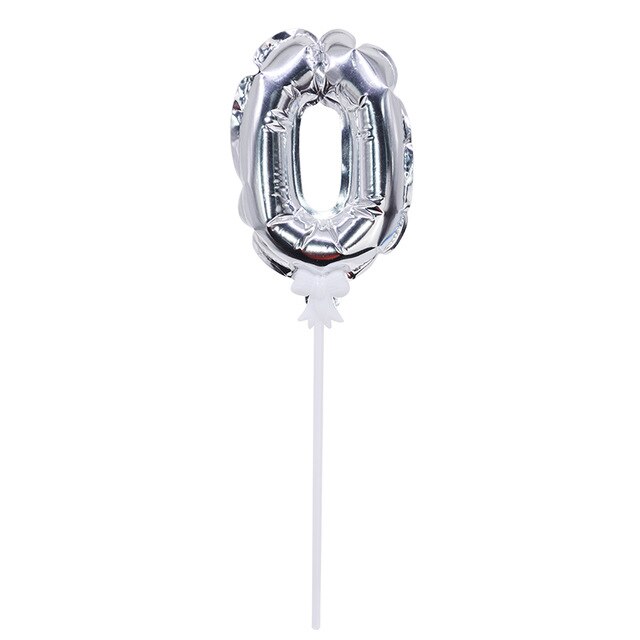 1Pcs Gelukkige Verjaardag Folie Aantal Ballon Cake Topper Kids Verjaardag Bruiloft Cake Decor Automatische Opblaasbare Ballon: silvery 0