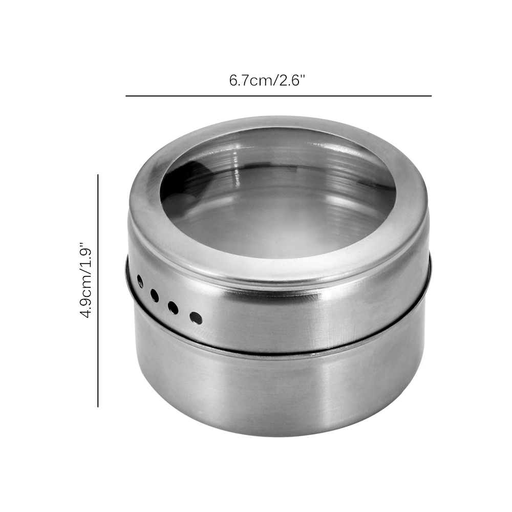 Transparent Lid Spice Magnetic Tin Pot Stainless Steel Spice Sauce Storage Container Pot Kitchen Condiment Holder Household Item