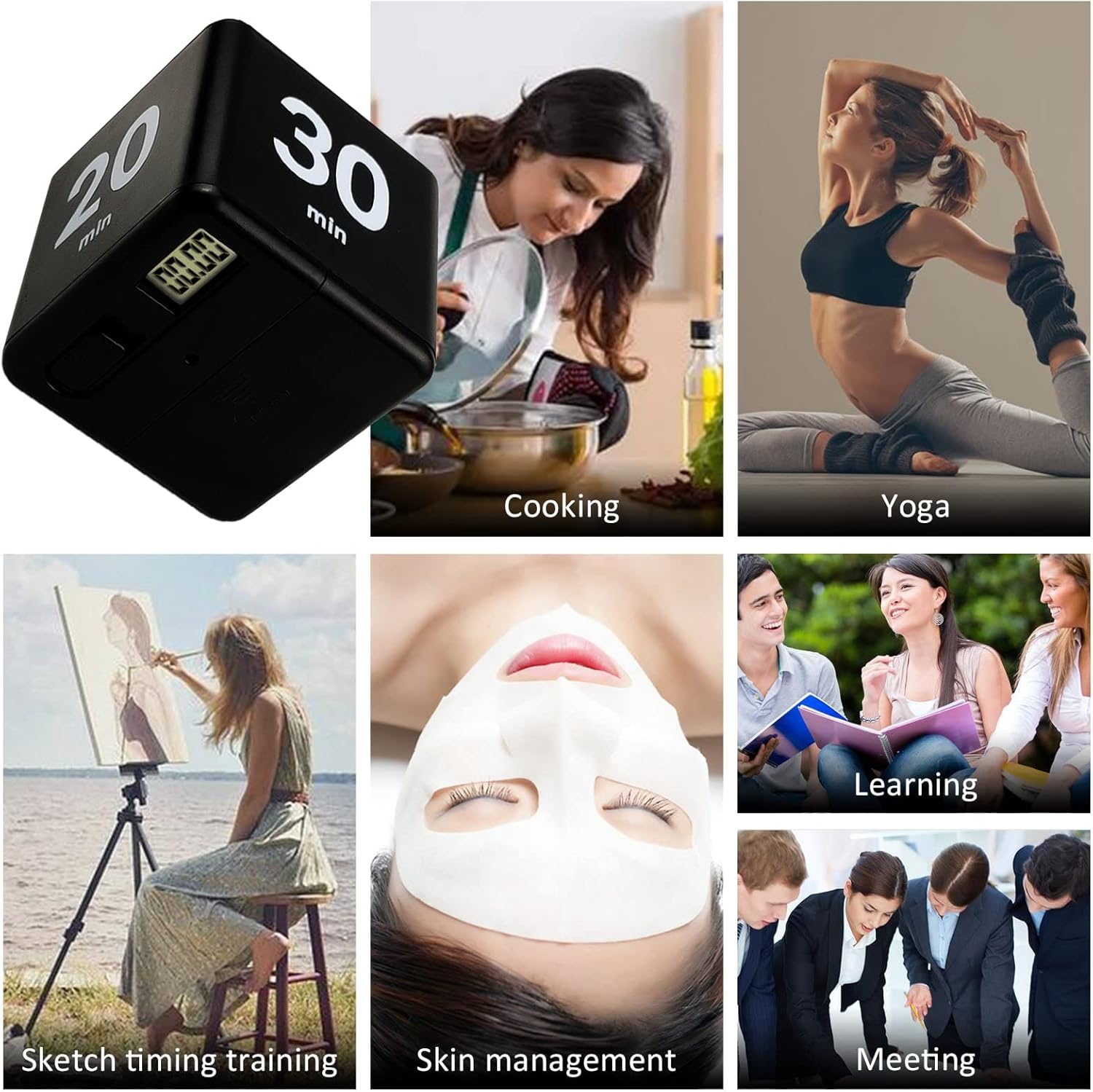 Digital Kitchen Timer Stopwatch Pomodoro Timer Gravity flipIntelligent Learning Timer, Clear Loud Home Kitchen Accessory