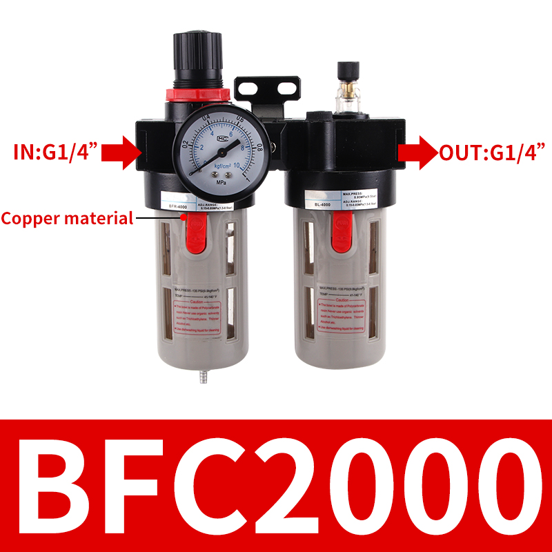 AFC2000 BFC2000 BFC3000 BFC4000 Pneumatischer Filterregler Luftöler Kombination Ölabscheider Wasserabscheider: grau