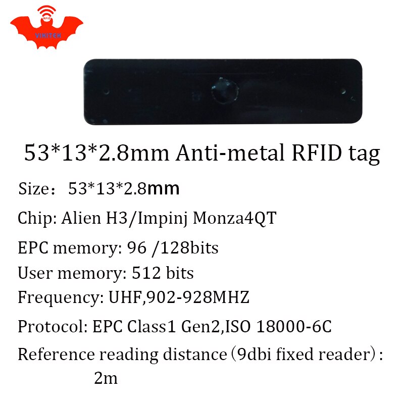 UHF RFID metal tag 915mhz 868mhz Alien Higgs3 EPC 5pcs 53*13*2.8mm small rectangle PCB smart passive RFID tags