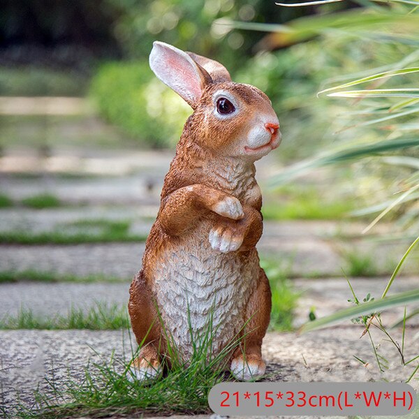 Large Resin Bunny Rabbit Figurines Garden Ornament Outdoor Art Yard Garden Animal Figurines Rabbits Decoration: 012