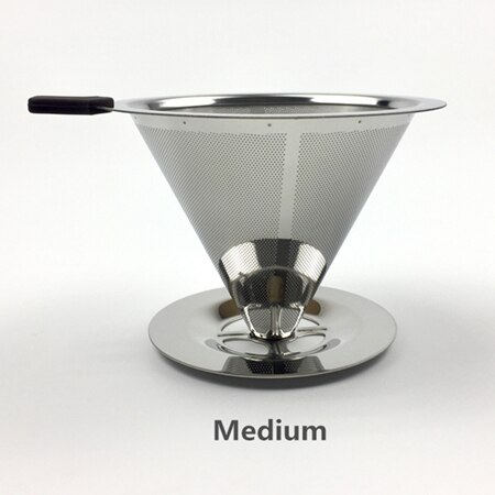 Rustfrit stål kaffefilterholder genanvendelige kaffefiltre drypper  v60 dryppekurve: Medium vf -402t