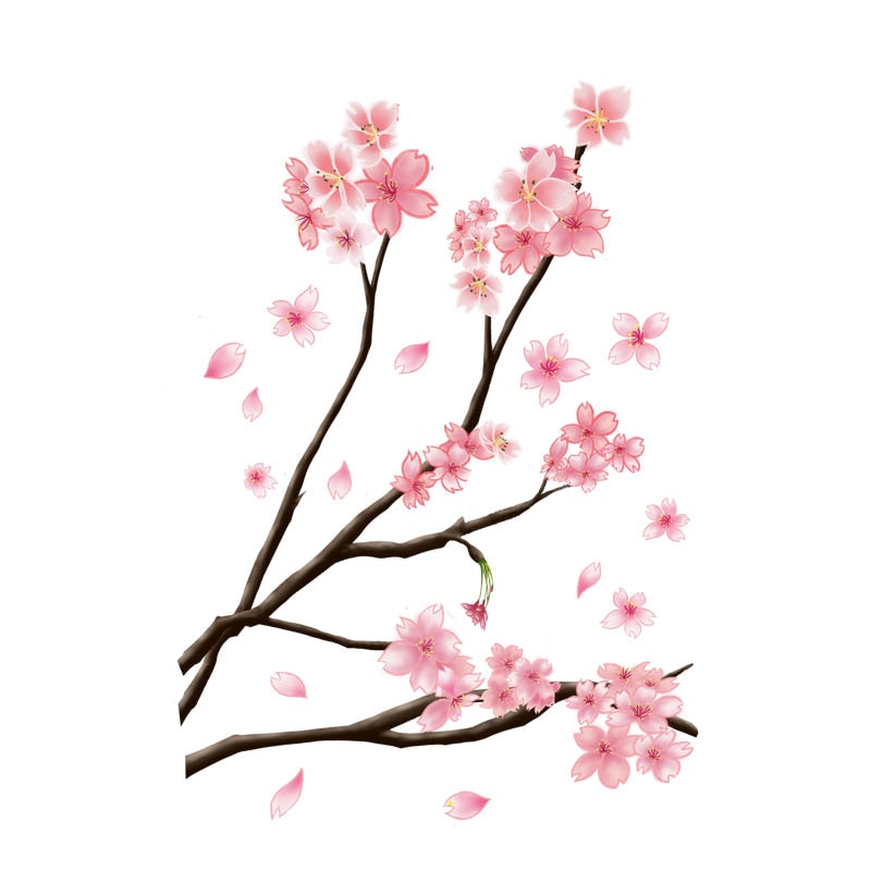 ZTTZDY 16.3*23CM Cherry Blossom Branch Modern Home Decor Wall Decals WC Toilet Stickers T2-0030