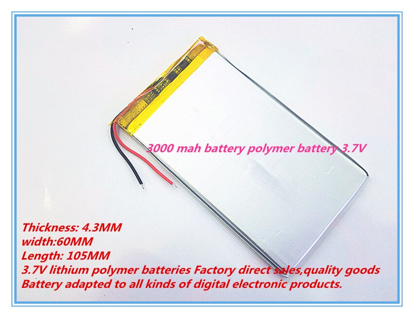 Beste batterij De tablet 4360105 polymeer 3000 mah batterij polymeer batterij 3.7 V