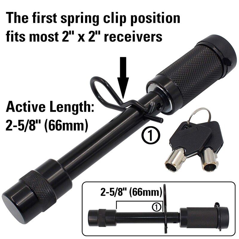 5/8 inch Extra Long Heavy Duty Trailer Hitch Locking Pin Set Receiver Hitch Lock with Anti-Rattle, Keys, Rubber Cap for Class II