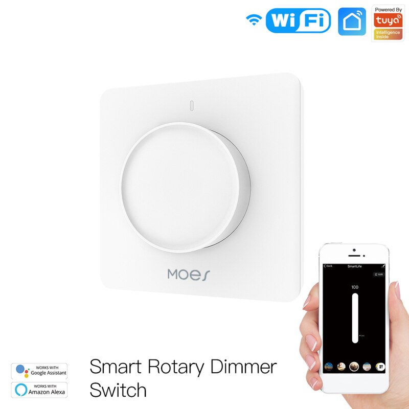 EU WiFi Smart Rotary Light Dimmer Switch 100-240V tuya/smart life APP Remote Control Works with Alexa Google home