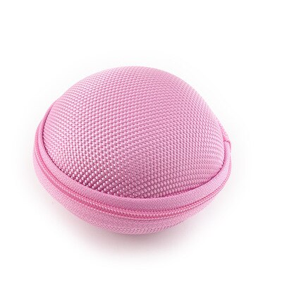 Mini Ronde Hoofdtelefoon Oortelefoon Case EVA Protector Charger USB Opslag Reistas Voor SD Memory Card Key Carrying Organizer Case: Pink