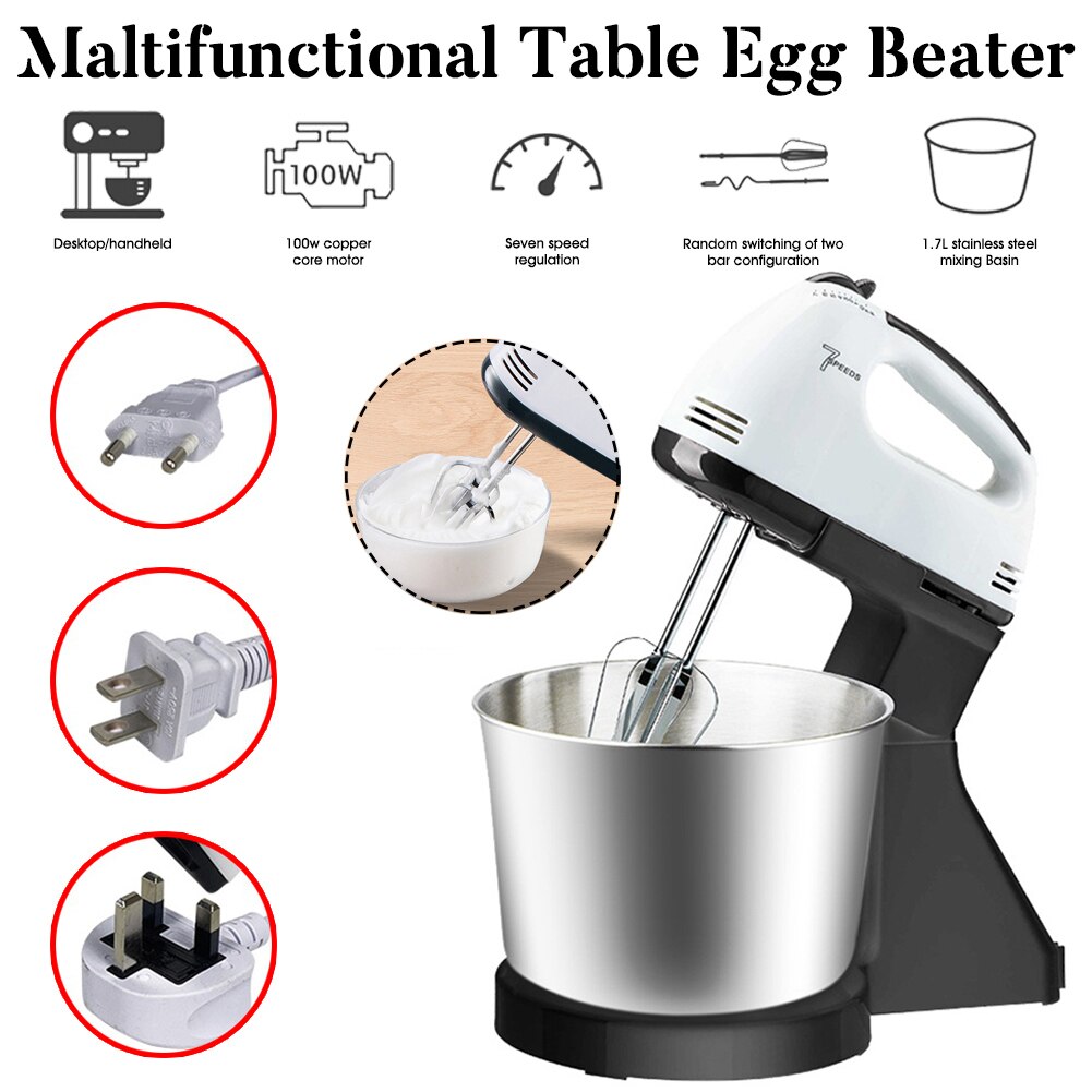 Electric Food Mixer 7 Speed Table Stand Cake Dough Mixer Handheld Egg Beater Blender Baking Whipping Cream Machine