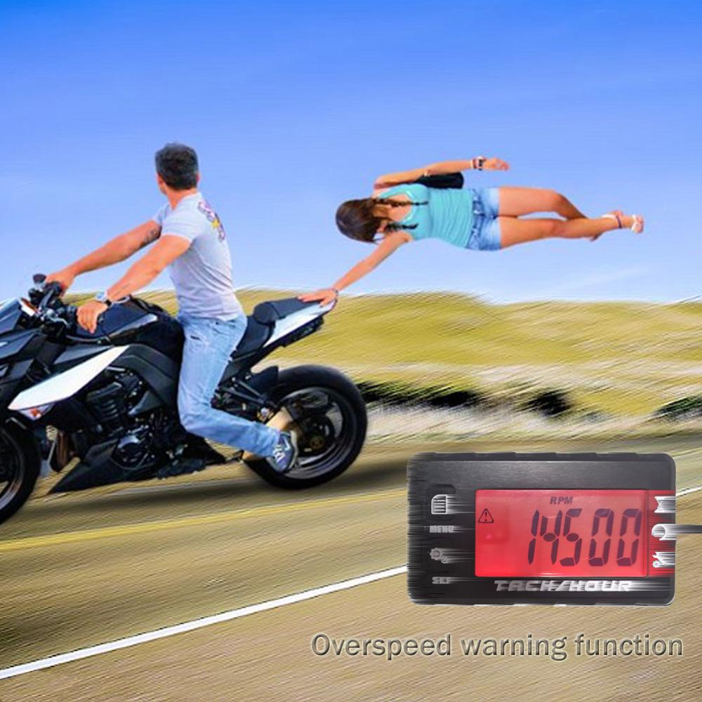 Hour Meter Digital Inductive Tachometer with LCD for Gasoline Engine ATV UTV Chainsaws Outboards Motor ATV Marine Generator