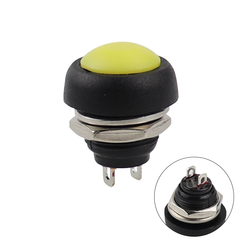 7Pcs PBS-33b 2Pin Mini Switch 12mm 12V 1A Waterproof momentary Push button Switch since the reset Non-locking
