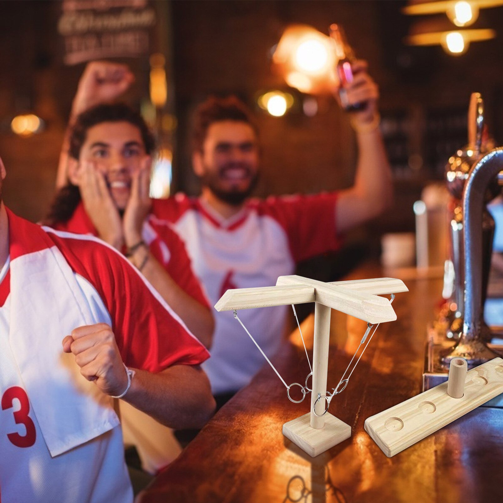 Partij Speelgoed Leisure Industriële Stijl Bar Drink Shop Handgemaakte Houten Ring Toss Haken Snelle Interactief Spel Voor bars Thuis
