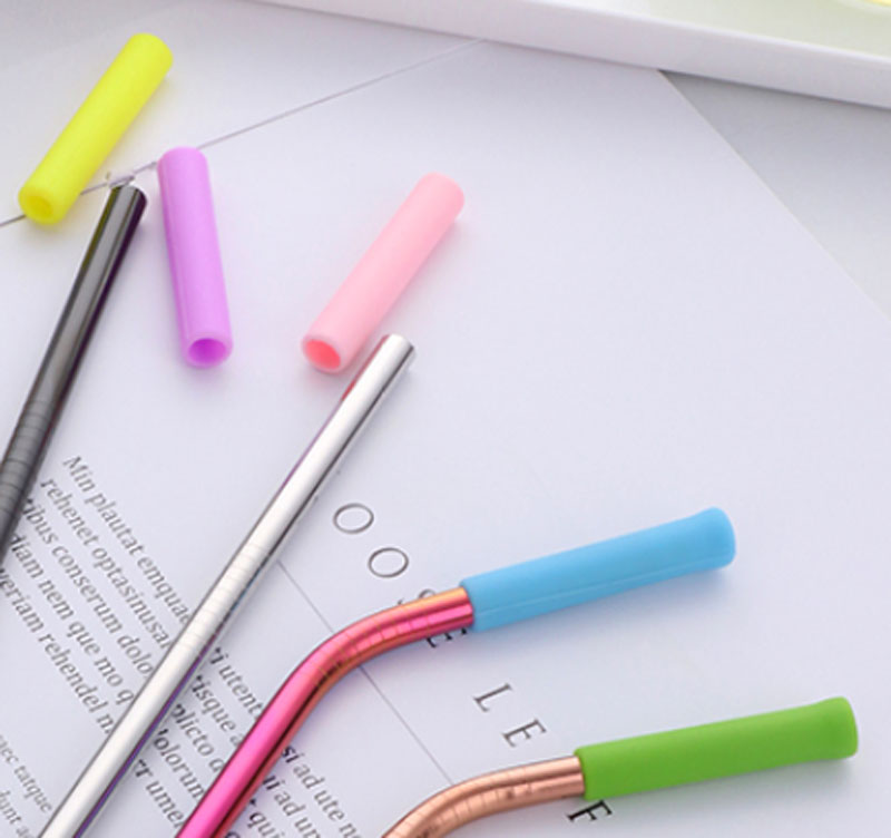 4 Pcs 6mm Straw with Cleaner Brush Short cocktail tubes Long Metal Drinking tubules Drink Straws For Smoothies Tapioca Milk Tea: Silicone-4 pcs