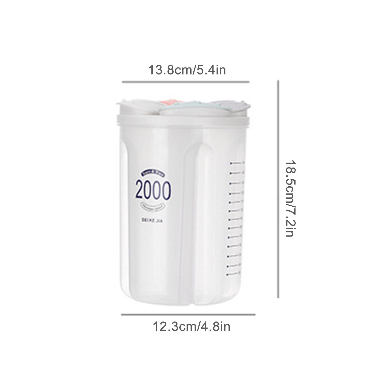 3000ml Food Storage Container Plastic Kitchen Refrigerator Noodle Box Multigrain Storage Tank Transparent Sealed Cans: 3 cells 1500ml