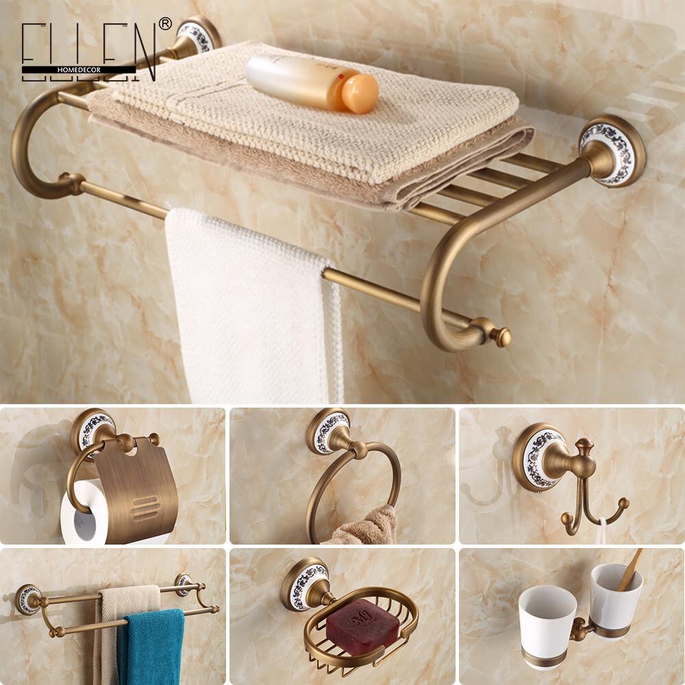 Vidric Antique Bronze Bathroom Accessories Sets Towel Shelf Towel Holder Toilet Paper Holder Rove Hook Ceramic Bathroom Products