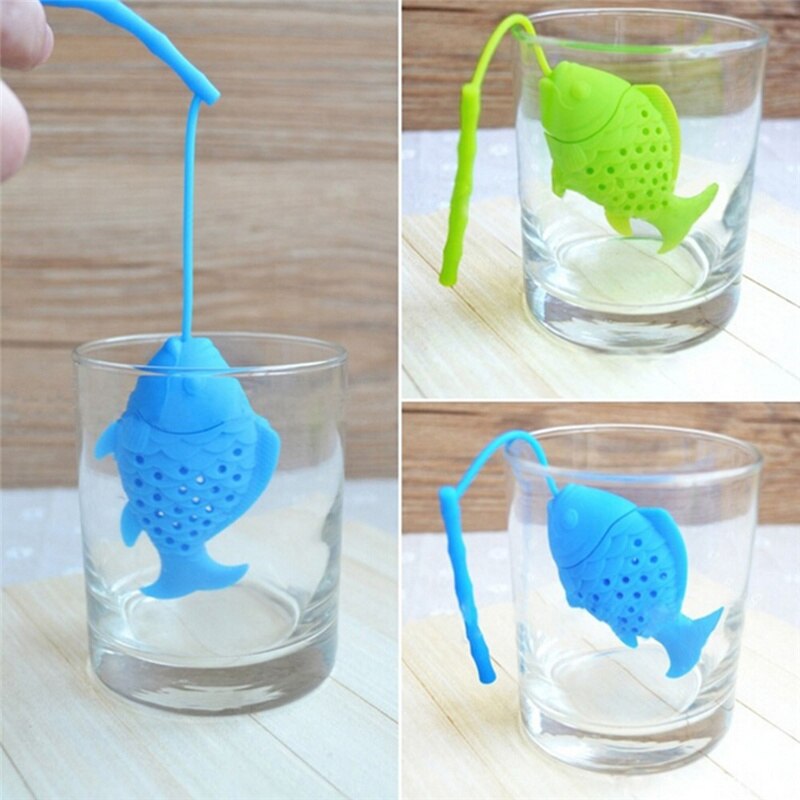 Reusable Fish Tea Infuser FDA Approved Silicone Tea Strainer Portable Herb Filter Tea Bags Drinkwares