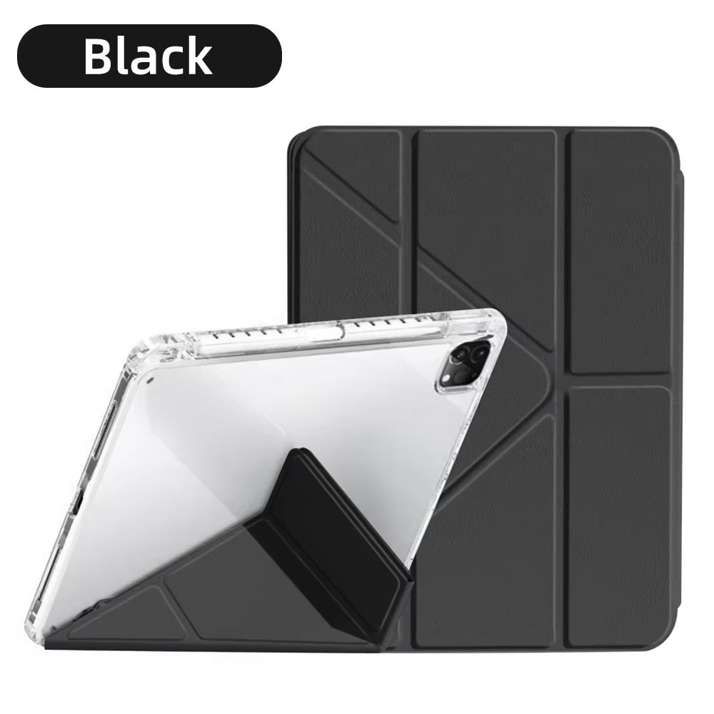 For iPad 10th Generation Case Y-fold Track Clear Cover for Air 4 5 6 10.9in 11in 13in For Air 2 9.7 Pro 11 12.9 13 Mini 6 7 Case: 12.4 / black