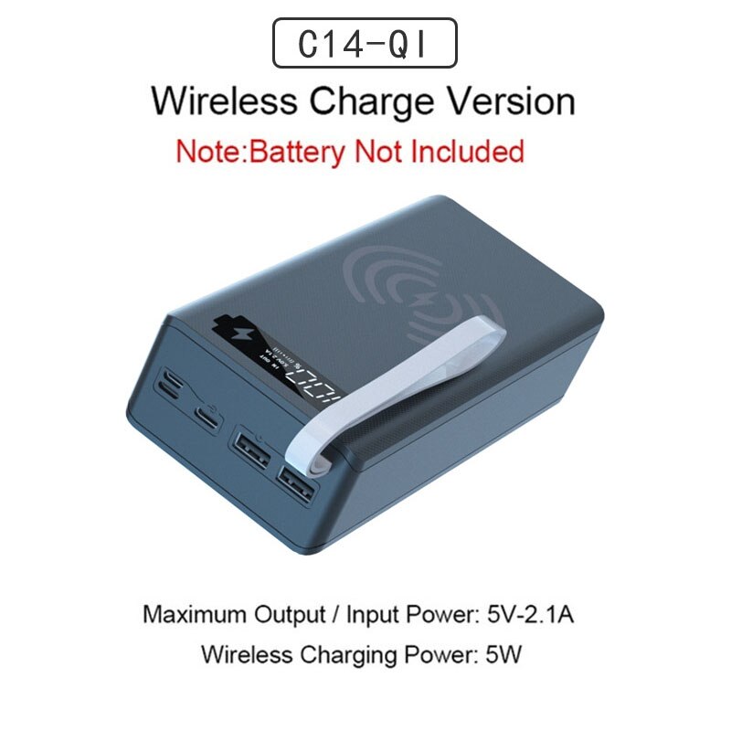 18650 Battery Storage Box Power Bank Wireless Charger Power Box Case DIY External Battery Case 18650 Battery Holder Box: BlackNormalWireless