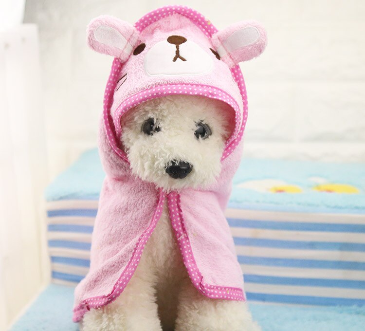 Stay Cute Dog Towel Blanket Teddy Bath Towel Imitation Deer Skin Absorbent Large Cat Spring and Summer Bathing Supplies: Pink / 35x35cm