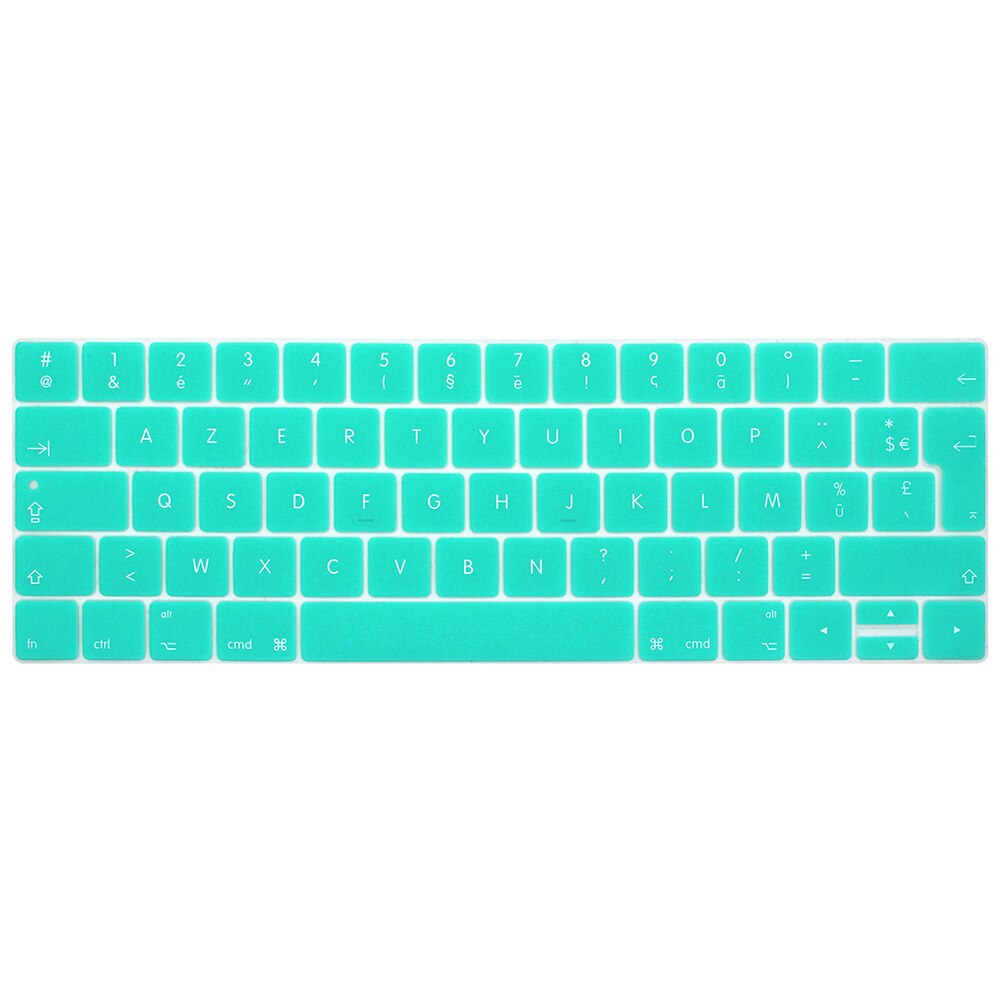 HRH ue wersja francuska Azerty cienka klawiatura obejmuje skórki silikonowe dla Macbook Pro 13 "15" A1706 A1707 A1989 A1990 A2159 pasek dotykowy: Aqua Blue