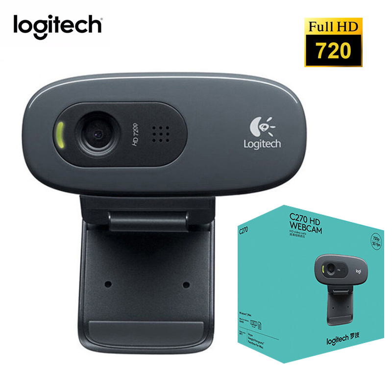 Logitech C270 HD Webcam with Built in Micphone USB 2.0 Interface Camera Network Video Conference Wide Angle Vid 720P Laptop PC